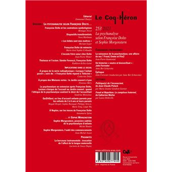 Le coq-héron 253 - La psychanalyse selon Françoise Dolto et Sophie Morgenstern