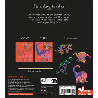 Dinosaures en 3D à gratter - mini boîte avec accessoires