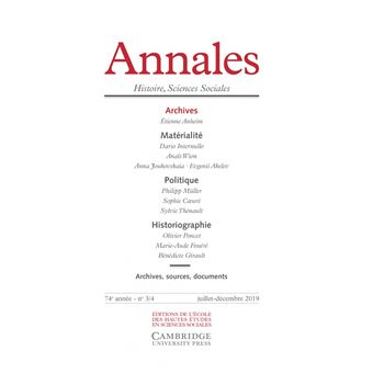 Annales. Histoire Sciences Sociales, n° 3-4/2019 - Archives