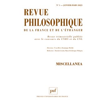 Revue philosophique 2023, t. 148(1)