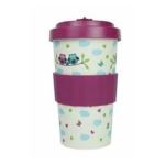 Mug en bambou Woodway motifs hibous violet 500 ml