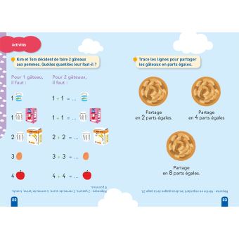 Kim et Tom Maths 1 Début de CP - Le gâteau de Kim et Tom
