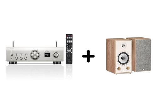 Un Ampli Denon Pma-900Hne Silver + Une Paire D'Enceintes Bibliothèque Triangle Br03 Chêne Clair