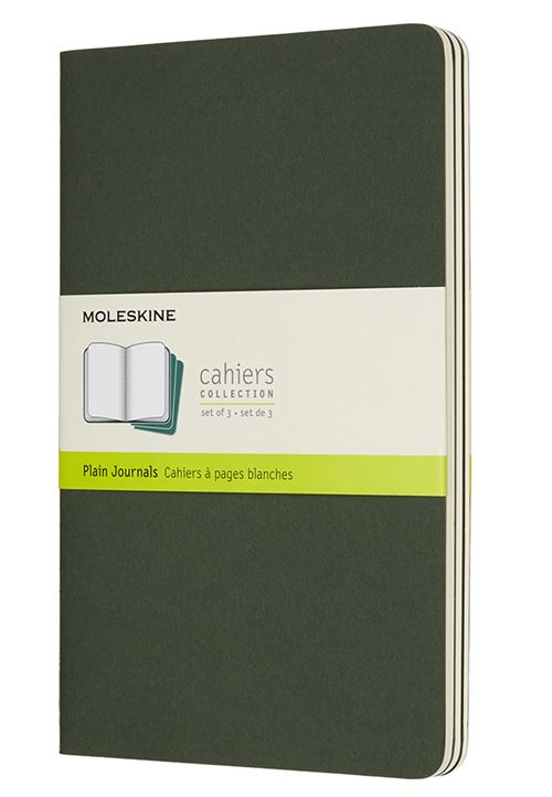 Moleskine Cahier Notebook Large Plain Journals Pack of 3 Myrtle Green, Green
