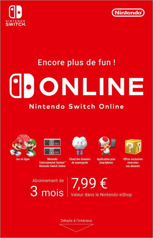 Pochette avant du jeu Code de téléchargement Nintendo Switch Online : 3 mois d'abonnement