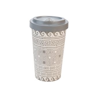 Mug en bamboo Woodway motifs grecques gris 500 ml