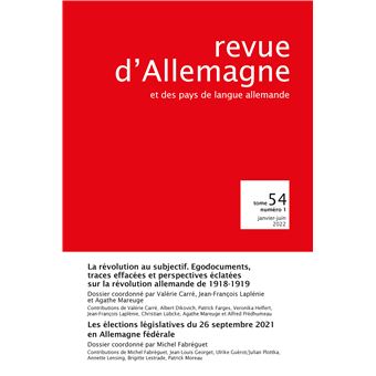 Revue d'Allemagne et des pays de langue allemande Tome 54 Numéro 1