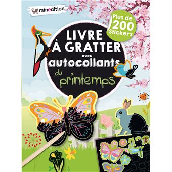 Livre à gratter avec autocollants du printemps