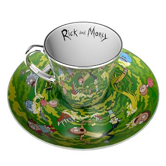 Tasse à café miroir et soucoupe Rick et Morty