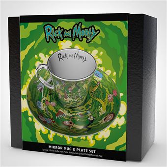 Tasse à café miroir et soucoupe Rick et Morty