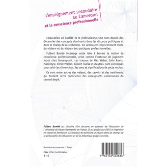 L'enseignement secondaire au Cameroun et la conscience professionnelle
