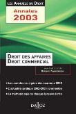 Droit des affaires et droit commercial 2003