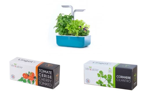Potager d'intérieur connecté Véritable Smart Teal Blue Bleu + Recharge Lingot® Tomate Cerise + Lingot Coriandre Bio offert uniquement pour les adhérents