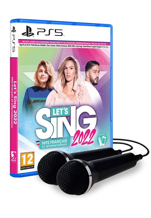 Pochette avant du jeu Let's Sing 2022 avec 2 Microphones PS5