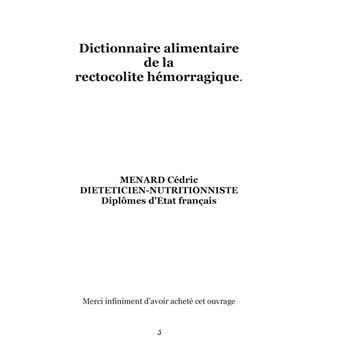 Dictionnaire alimentaire de rectocolite hémorragique