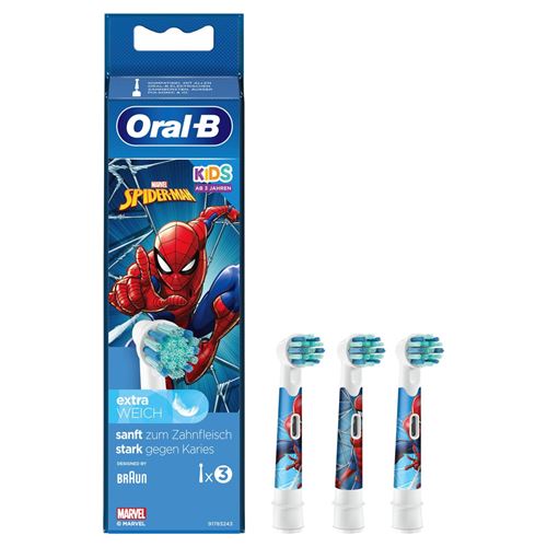 Pack de 3 brossettes de rechange Oral B Kids Spider Man