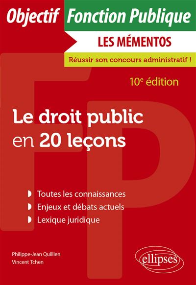 Le droit public en 20 leçons - 9e édition - Philippe-Jean Quillien - broché