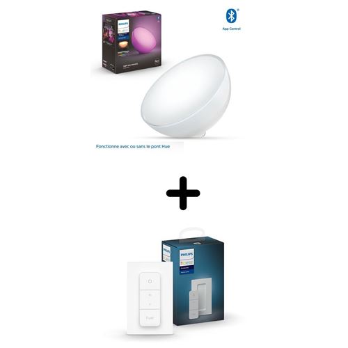 Lampe nomade connectée Philips Hue Go Led + Interrupteur intelligent de lumière Dimmer Switch Blanc