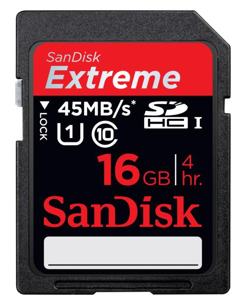 Carte mémoire HD Vidéo SDHCSanDisk Extreme 16 Go Class10