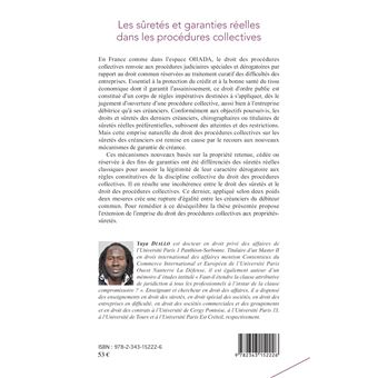 Les sûretés et garanties réelles dans les procédures collectives