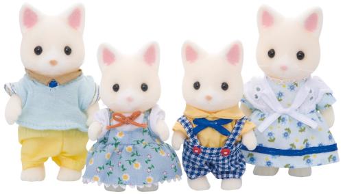 4 Figurines Famille Chat Soie Sylvanian Families