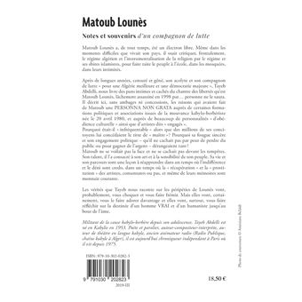 Matoub Lounès, notes et souvenirs d'un compagnon de lutte