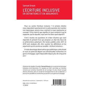 L'écriture inclusive en définitions et en arguments
