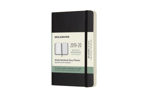 Agenda 18 Mois Semainier 2019 -20 Poche Noir Souple