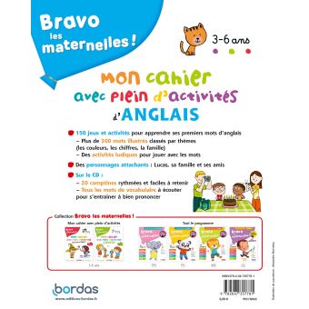 Bravo les maternelles - Mon cahier avec plein d'activités d'anglais + CD audio