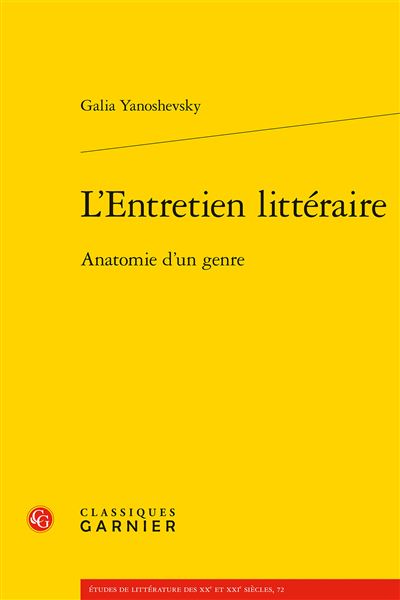 L'entretien litteraire anatomie d'un genre