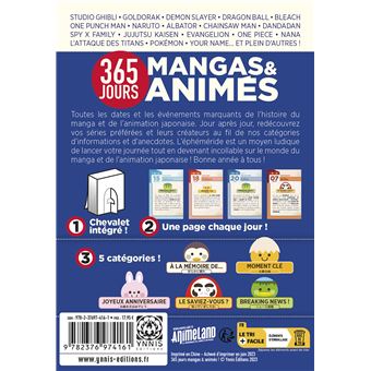 Éphéméride 2024 365 jours japanime & manga