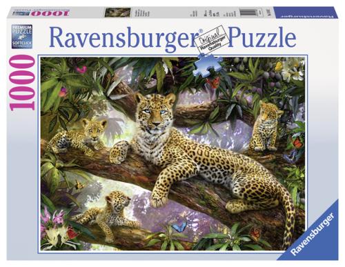 Puzzle 1000p Maman léopard et ses petits Ravensburger