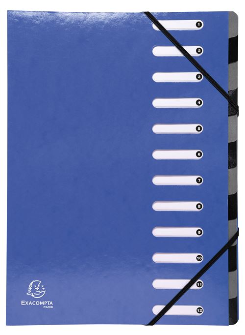 Trieur 12 compartiments Exacompta Iderama A4 Bleu foncé