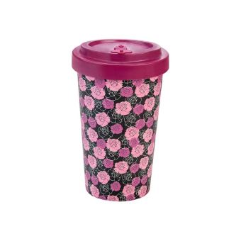 Mug en bamboo Woodway motifs rétro rose