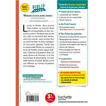 BiblioLycée - Mémoires de deux jeunes mariées, Balzac - BAC 2024