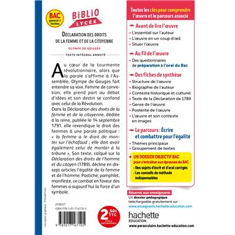 BiblioLycée - Déclaration des droits de la femme et de la citoyenne, de Gouges - BAC 2024
