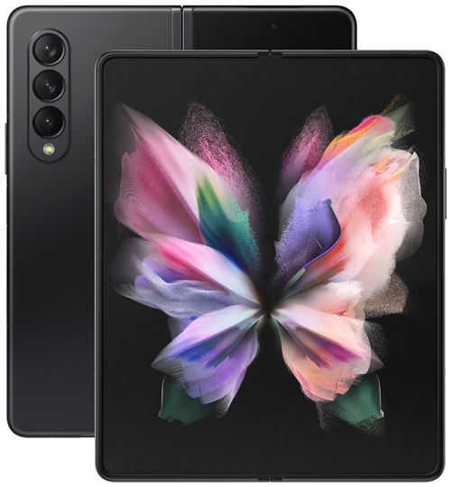Samsung Galaxy Z Fold3 5G - 5G smartphone - double SIM - RAM 12 Go / Mémoire interne 512 Go - écran OEL - 7.6 - 7.6 - 2208 x 1768 pixels 2208 x 1768 pixels (120 Hz) - 3 x caméras arrière 12 MP, 12 MP, 12 MP - 2x front cameras 10 MP, 4 MP - noir fant
