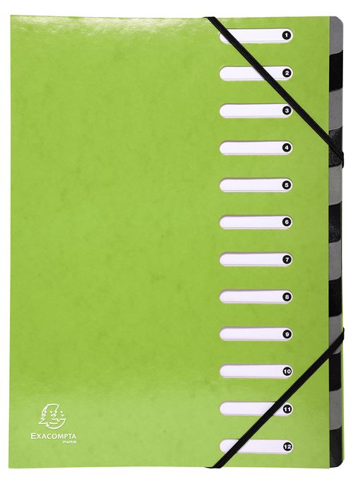 Trieur 12 compartiments Exacompta Iderama A4 Vert