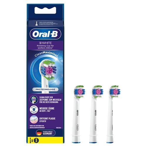 Pack de 3 brossettes Oral B 3DWhite Blanc