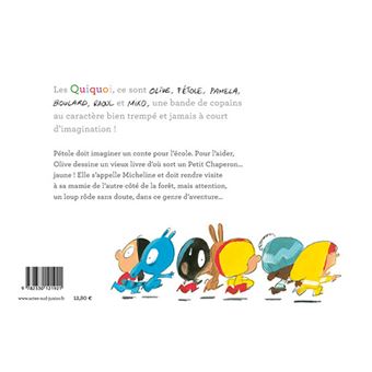 Les Quiquoi et le petit chaperon jaune avec des bandes réfléchissantes pour qu'on la voie dans la nu