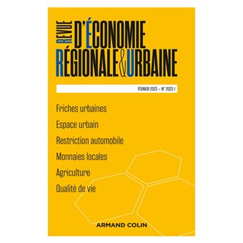 Revue d'économie régionale et urbaine Nº1/2023