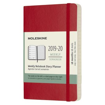 Agenda 18 Mois Semainier 2019 -20 Poche Rouge Souple
