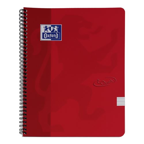 OXFORD Touch cahier à spirale A4 ligné 70 fls couverture en carton souple rouge