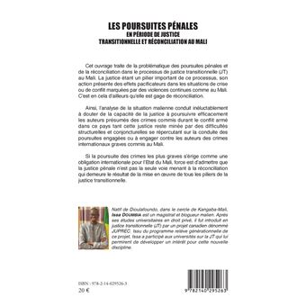 Les poursuites pénales en période de justice transitionnelle et réconciliation au Mali