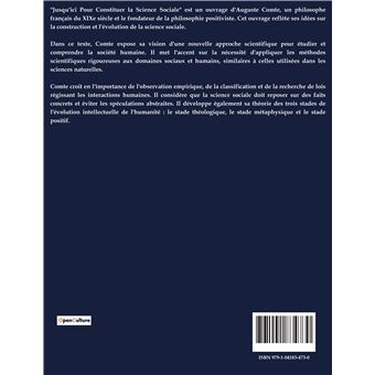 Jusquici Pour Constituer La Science Sociale