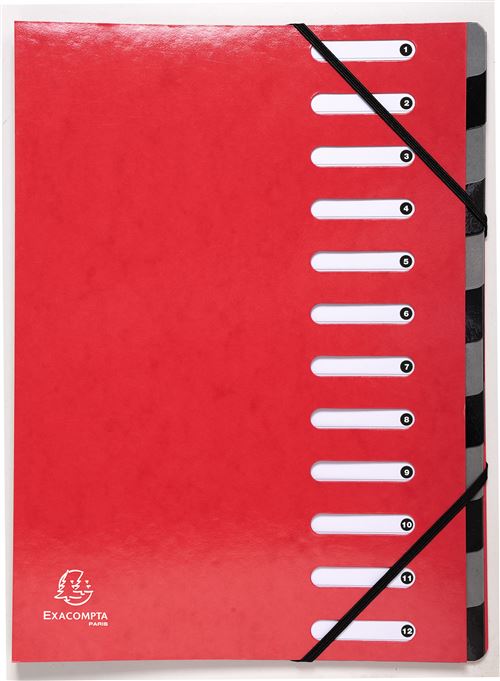 Exacompta Iderama Multi File 12 Part A4 600gsm Pack of 6, red