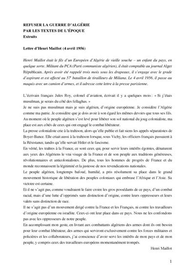 Résister la guerre d'Algérie, par les textes de l'époque -  Collectif - broché