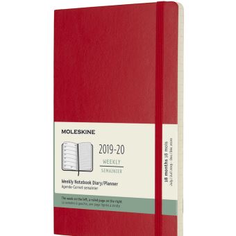 Agenda 18 Mois Semainier 2019 -20 Grand Format Rouge Souple