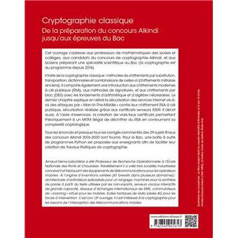 Cryptographie classique - De la préparation du concours Alkindi jusqu’aux épreuves du Bac