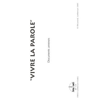 Vivre la parole - Documents annexes seuls